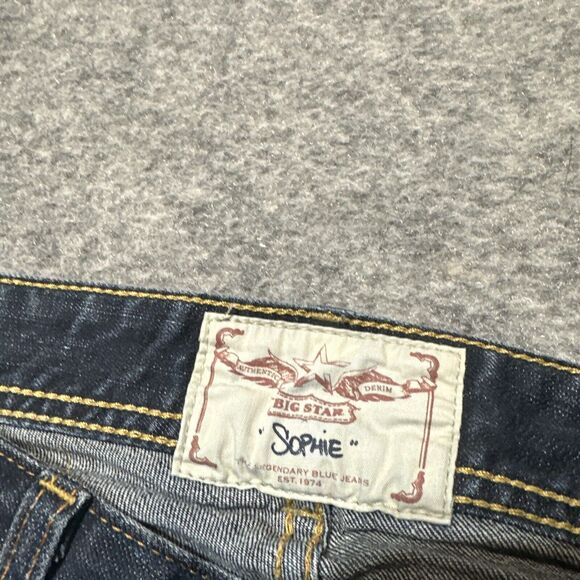 Big Star Sophie Distressed Bootcut Jeans Women's Size 28R Dark Blue Denim - Picture 8 of 9